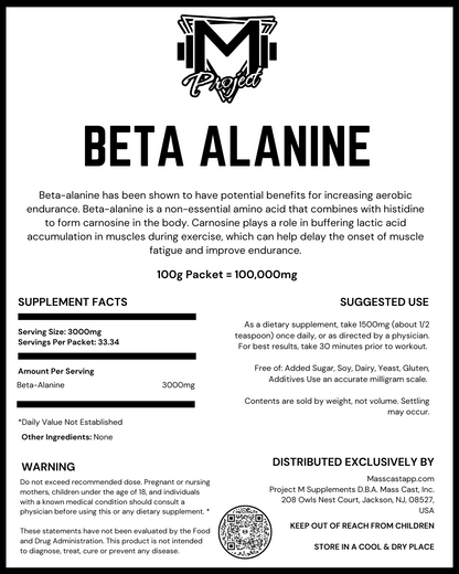 Beta Alanine 100% Pure by Project M