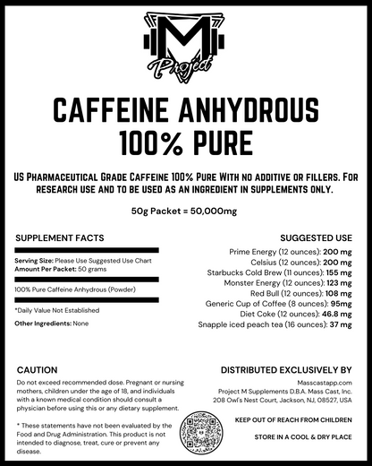 Caffeine Anhydrous Anhydrous 100% Pure