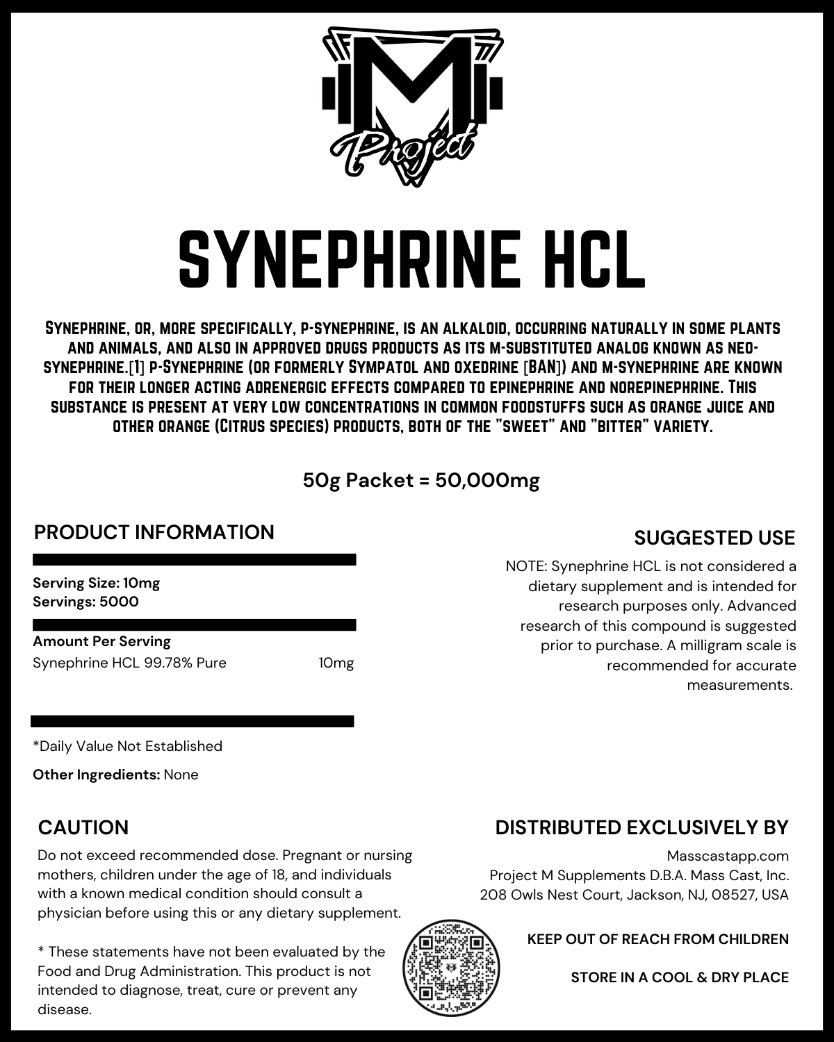 Synephrine HCL 100% Pure by Project M