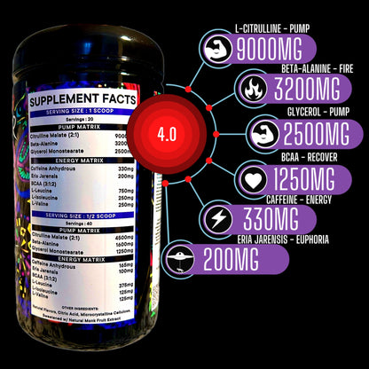 MINDBENDER V4 Nootropic High Stim Pre-Workout w/ BCAA's 40/20 Servings
