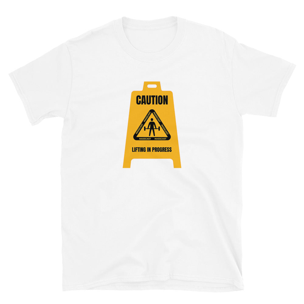 Caution Lifting In Progress Tee by Mass Cast